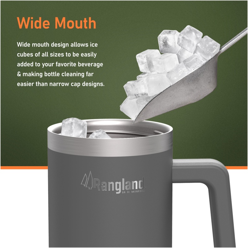 Rangland 40 oz Tumbler with Handle and Carrier Bag - Charcoal