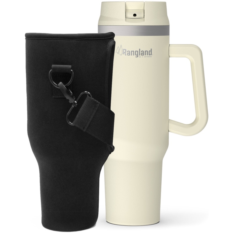 Rangland 40 oz Tumbler with Handle and Carrier Bag - Cream - Image 19