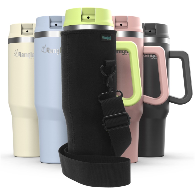 Rangland 40 oz Tumbler with Handle and Carrier Bag - Lime Green - Image 13