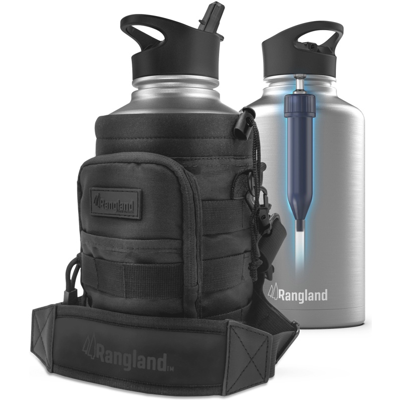 Rangland Filtered Half Gallon Water Bottle with Straw Lid & Carrying Strap