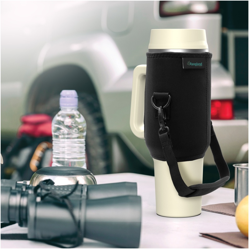 Rangland 40 oz Tumbler with Handle and Carrier Bag - Cream - Image 8