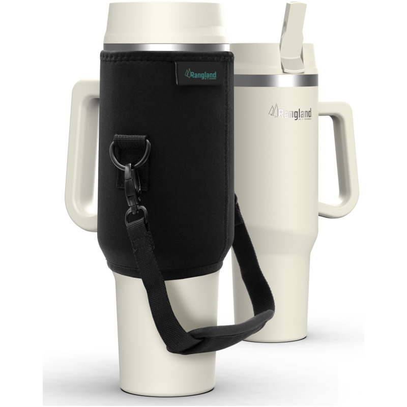 Rangland 40 oz Tumbler with Handle and Carrier Bag - Cream