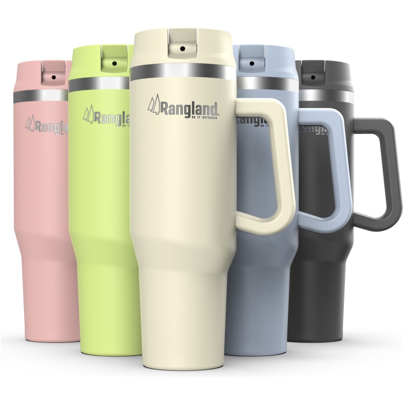 Rangland 40 oz Tumbler with Handle and Carrier Bag - Cream - Image 3