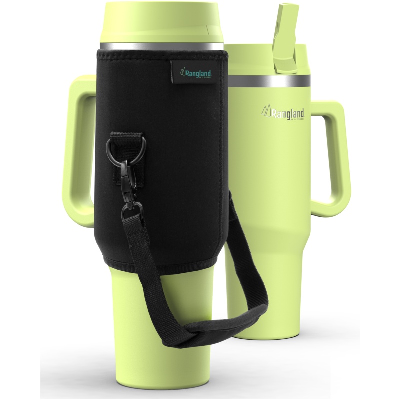 Rangland 40 oz Tumbler with Handle and Carrier Bag - Lime Green