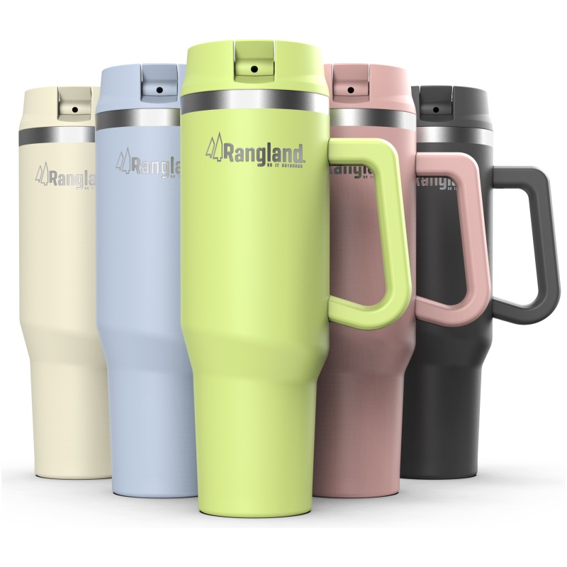 Rangland 40 oz Tumbler with Handle and Carrier Bag - Lime Green - Image 23