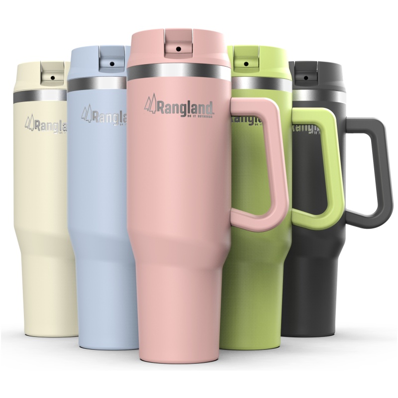 Rangland 40 oz Tumbler with Handle and Carrier Bag - Rose Pink - Image 7