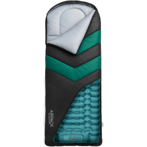 Rangland All-in-One AirPack Sleeper - Sleeping Bag with Built-In Air Pad Black/Green