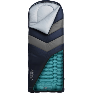 Rangland All-in-One AirPack Sleeper - Sleeping Bag with Built-In Air Pad Blue/Gray