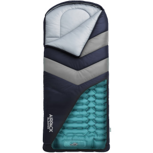 Rangland Kids Sleeping Bag with Built-in Pad and Foot Pump (Fits Up to 4'6") (Blue/Gray)